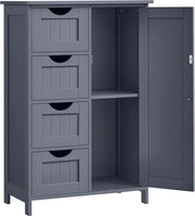 Cassa da bagno compatta - Mobilietto di archiviazione sottile - Organizzatore con 4 ante - Progetto di risparmio di spazio - MDF - 30x55x82cm