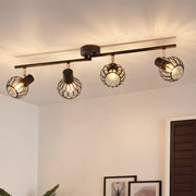 ZMH Faretto da soffitto 4 Luci Nero E14 Metall Orientabile Moderni per Soggiorno Cucina Corridoio Senza Lampadina