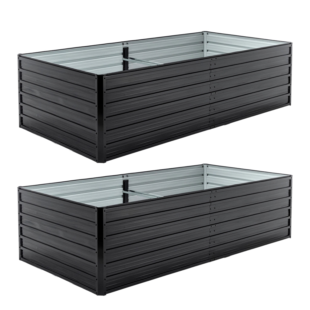 Set 2 Aiuole Rialzate in Metallo per Giardino ¨C MINIMAL ¨C 219x112x64 cm, Nero