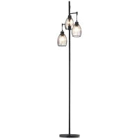 Lampada da Terra Industriale con 3 Paralumi e Intensità Regolabile, in Acciaio, 30x30x170.5 cm, Nero