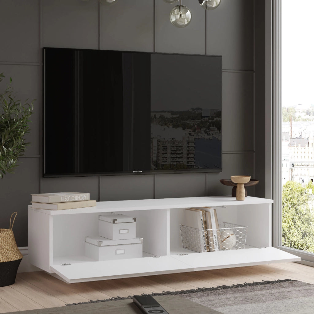 Mobile TV in legno "FN1" - 140 x 35 x 38 cm - Bianco