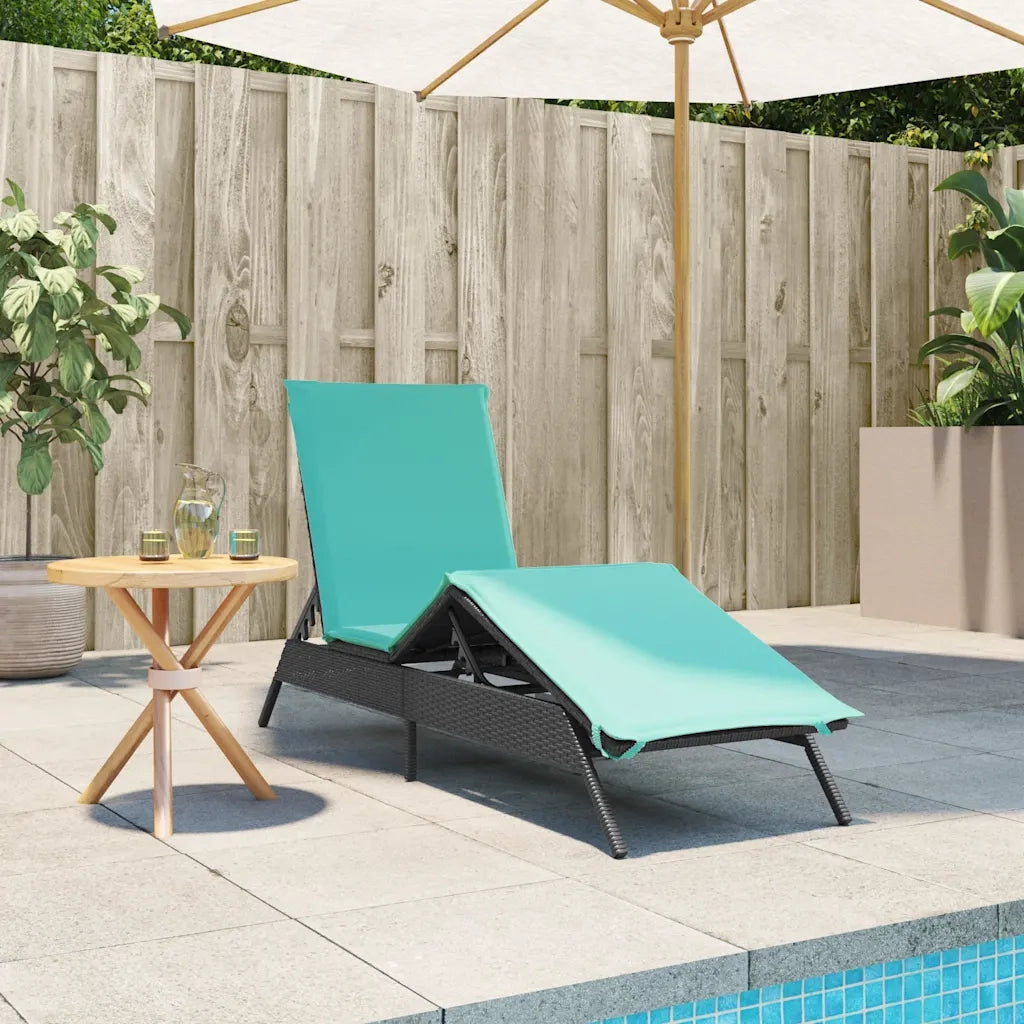 Lettino prendisole con Cuscino in Polyrattan Nero 4002709