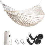 Hangmat comoda e sostenibile per giardino e spiaggia - con asta in legno e tasca portatile