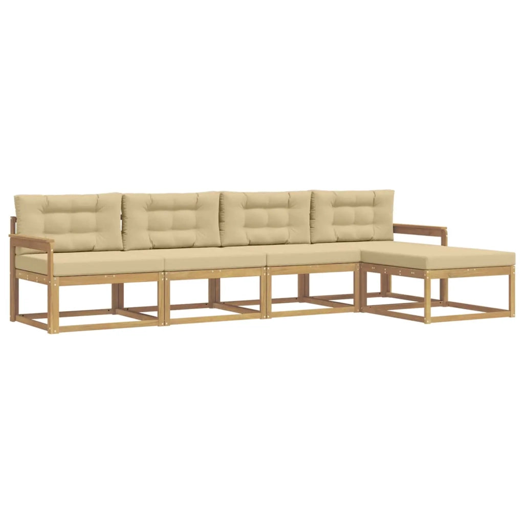 Set di divani da esterno 4 pz Bianco e Beige Poliestere 3386297