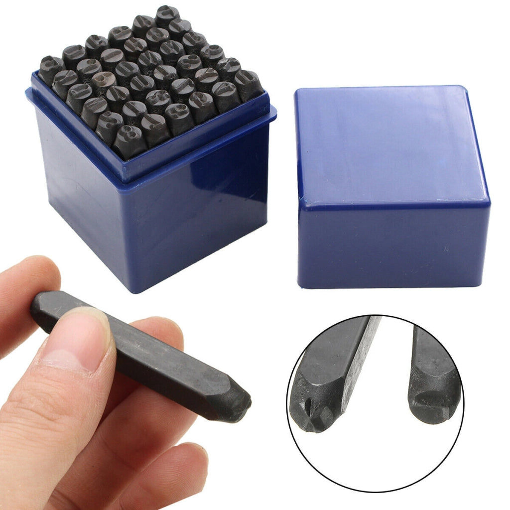 SET PUNZONI STAMPINI ALFANUMERICI 36pz KIT DA 4 MM LETTERE E NUMERI CUSTODIA