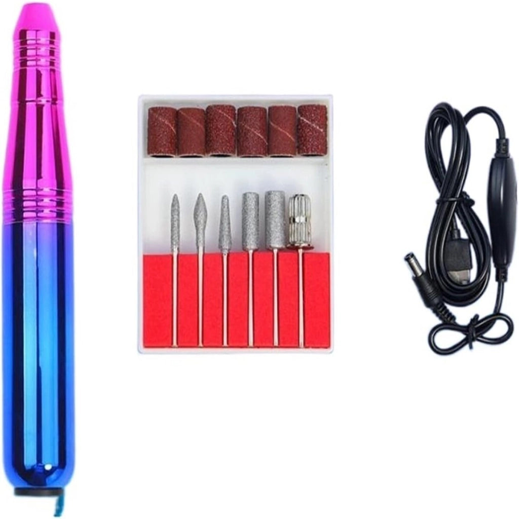 KIT FRESA UNGHIE ELETTRICA 35000 RPM USB MANICURE PEDICURE PORTATILE NAIL ART