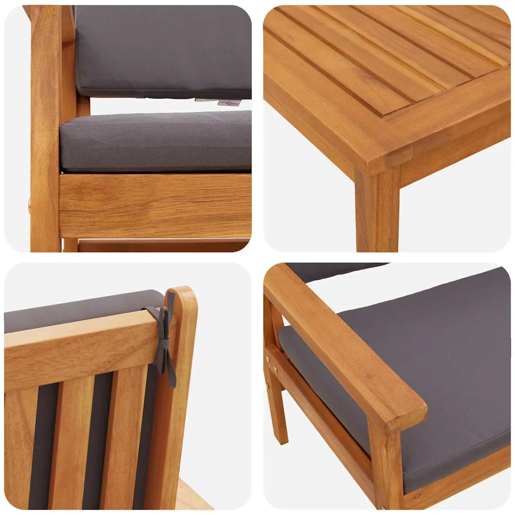Set Divano da Giardino 5 pcs Marrone Legno di Acacia Massello 3331814