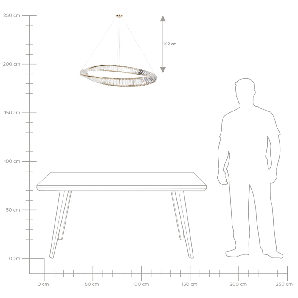 Lampadario Lampada a sospensione in ferro dorato con cristalli Illuminazione a LED Stile Glamour