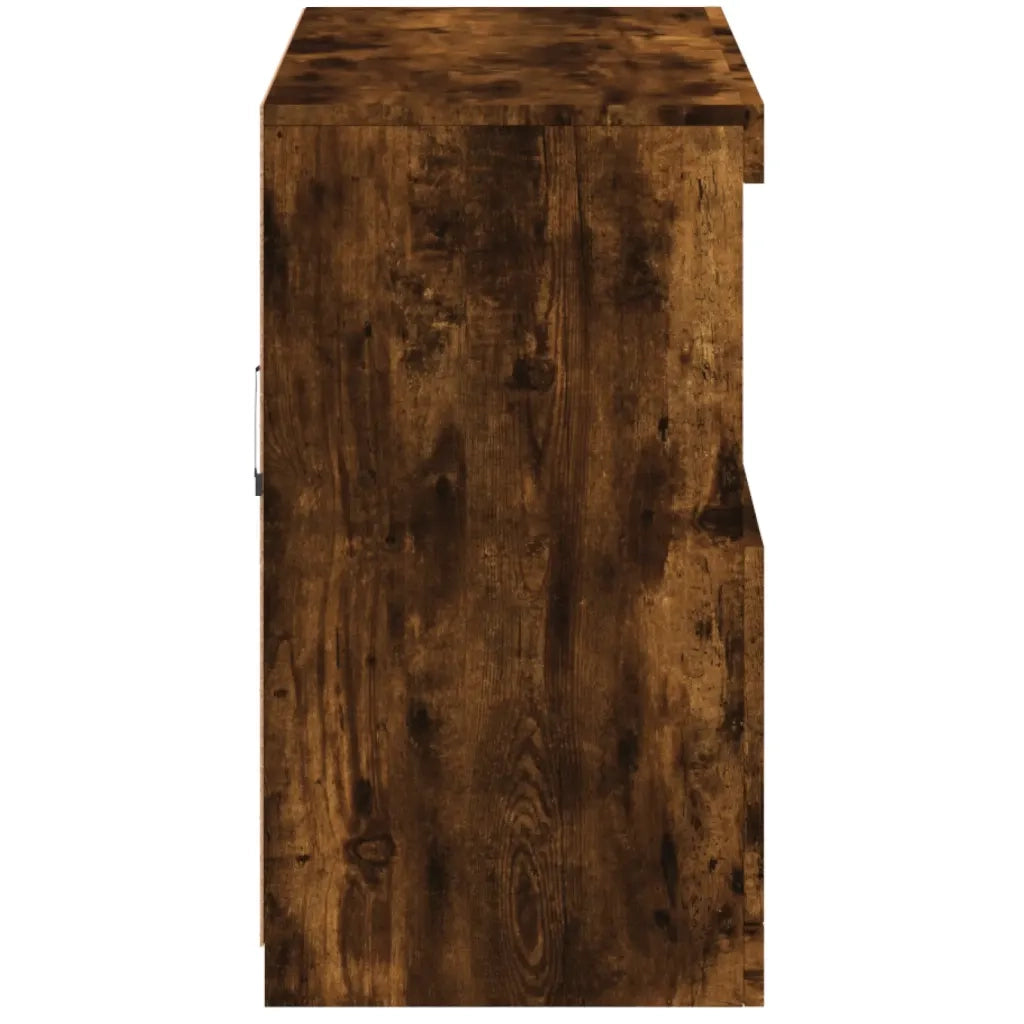Credenza | Madia | Buffet da pranzo | Armadio da pranzo con Luci LED Rovere Fumo 81x37x67 cm