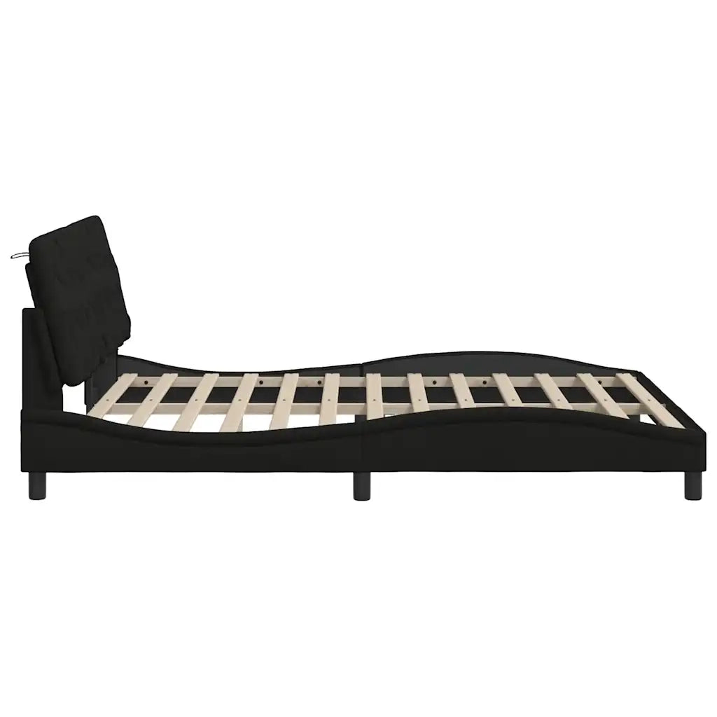 Giroletto con LED senza Materasso Nero 160x200 cm in Tessuto 3310680