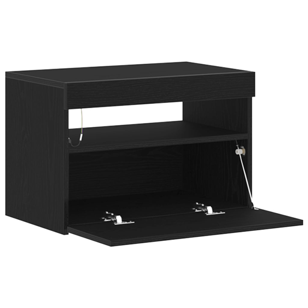 Mobile per TV  con luci LED Rovere Nero 60x35x40 cm in legno ingegnerizzato