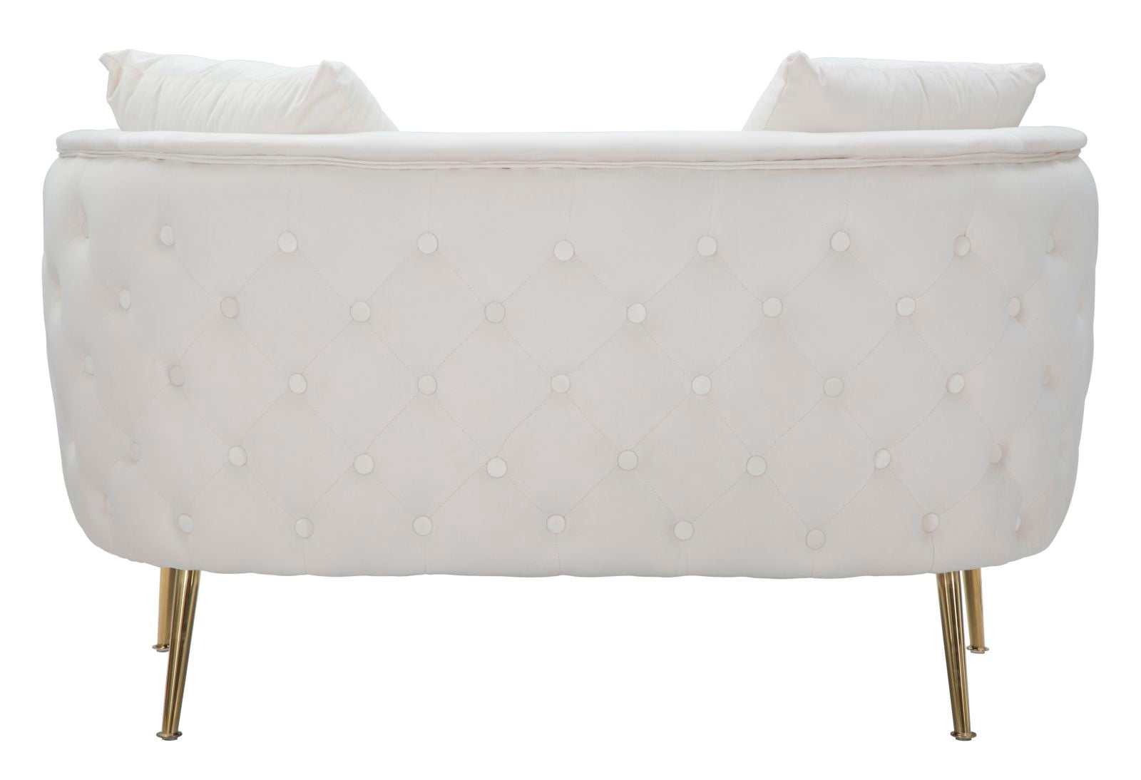 Divanetto Bucarest Crema 127x74x73 cm Legno e Spugna e Tessuto e Metallo Crema e Oro