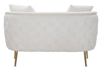 Divanetto Bucarest Crema 127x74x73 cm Legno e Spugna e Tessuto e Metallo Crema e Oro