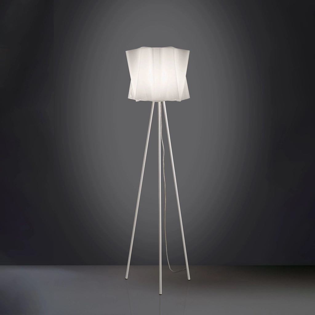 Piantana Moderna 3 Piedi Folio Polilux ® Bianco E Metallo 1 Luce E27