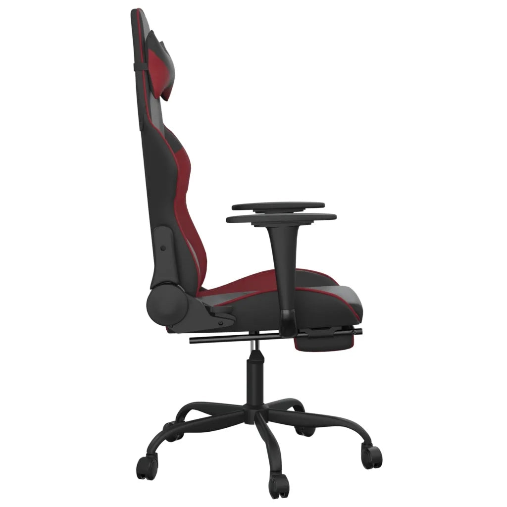 Sedia Gaming | Sedia da e-sports Massaggio Poggiapiedi Nero e Rosso Vino Similpelle
