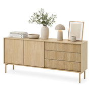 Madia Haza, Credenza 3 Cassetti, 187x40x80h cm Marrone Rovere