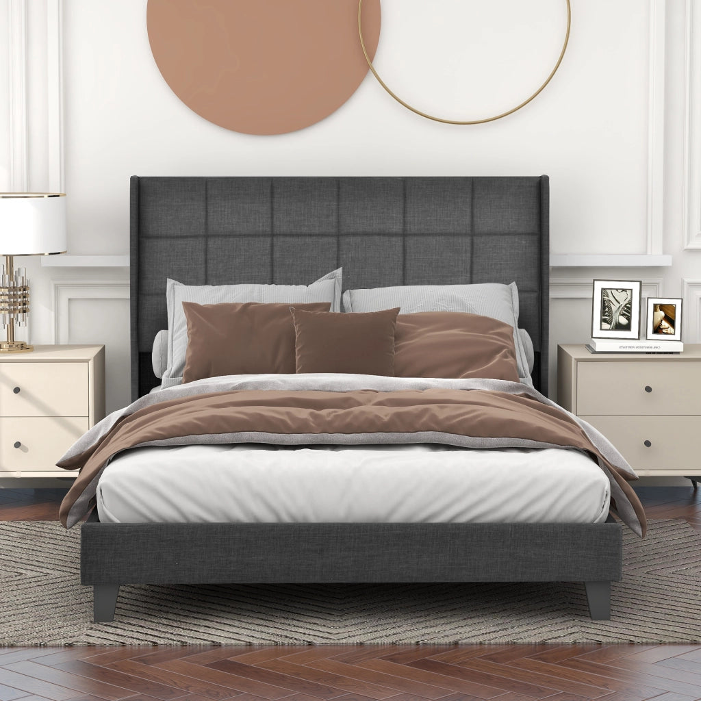 letto imbottito lino grigio 140x200 cm