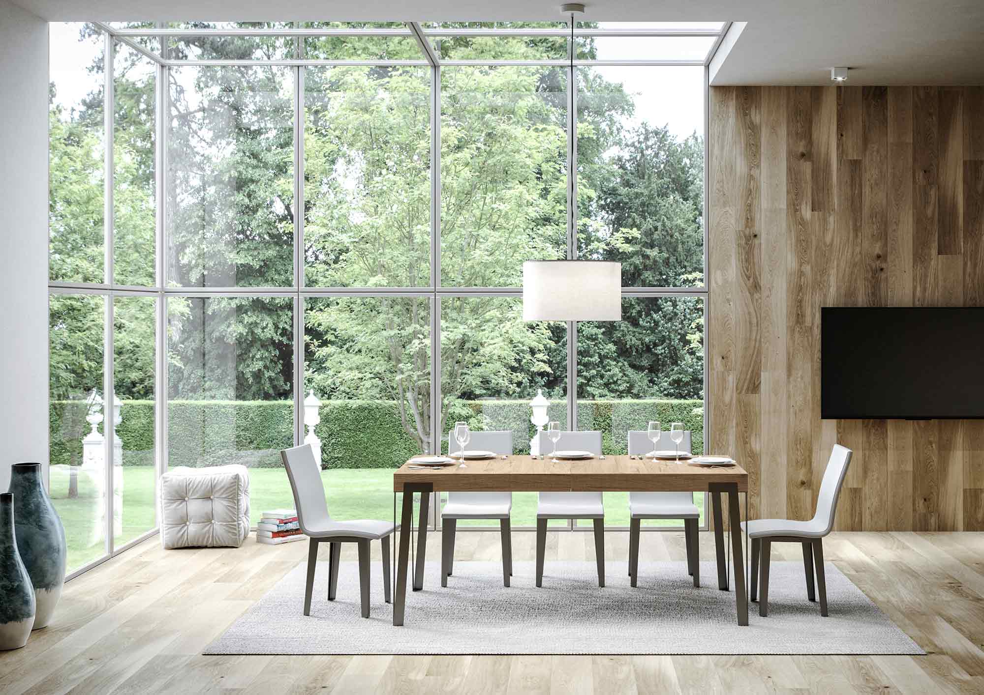 Tavolo Allungabile 200-304x90x77 cm Rio Quercia Natura Telaio Antracite