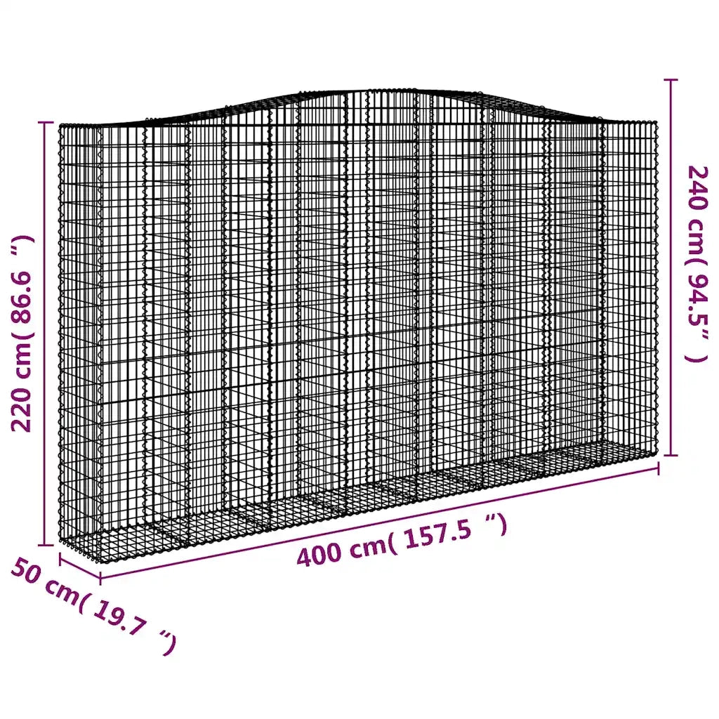 Cesti Gabbioni ad Arco 6 pz 400x50x220/240 cm Ferro Zincato 3146038