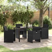 Set da Pranzo per Giardino con cuscino 5 pcs Nero polyrattan