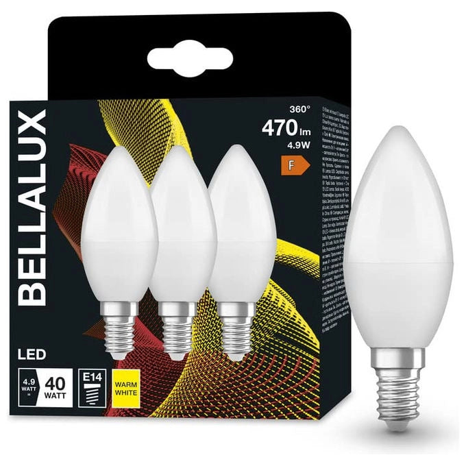 Ledvance Lampada LED E14 2700K 470 Lumen Bianco caldo 40W 3 Pezzi