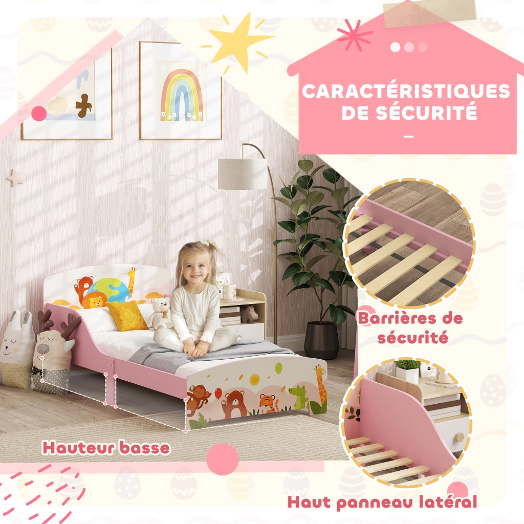 Letto Singolo a Soppalco con Doghe in Legno ¨C Zephmum ¨C 140x70x? cm Rosa