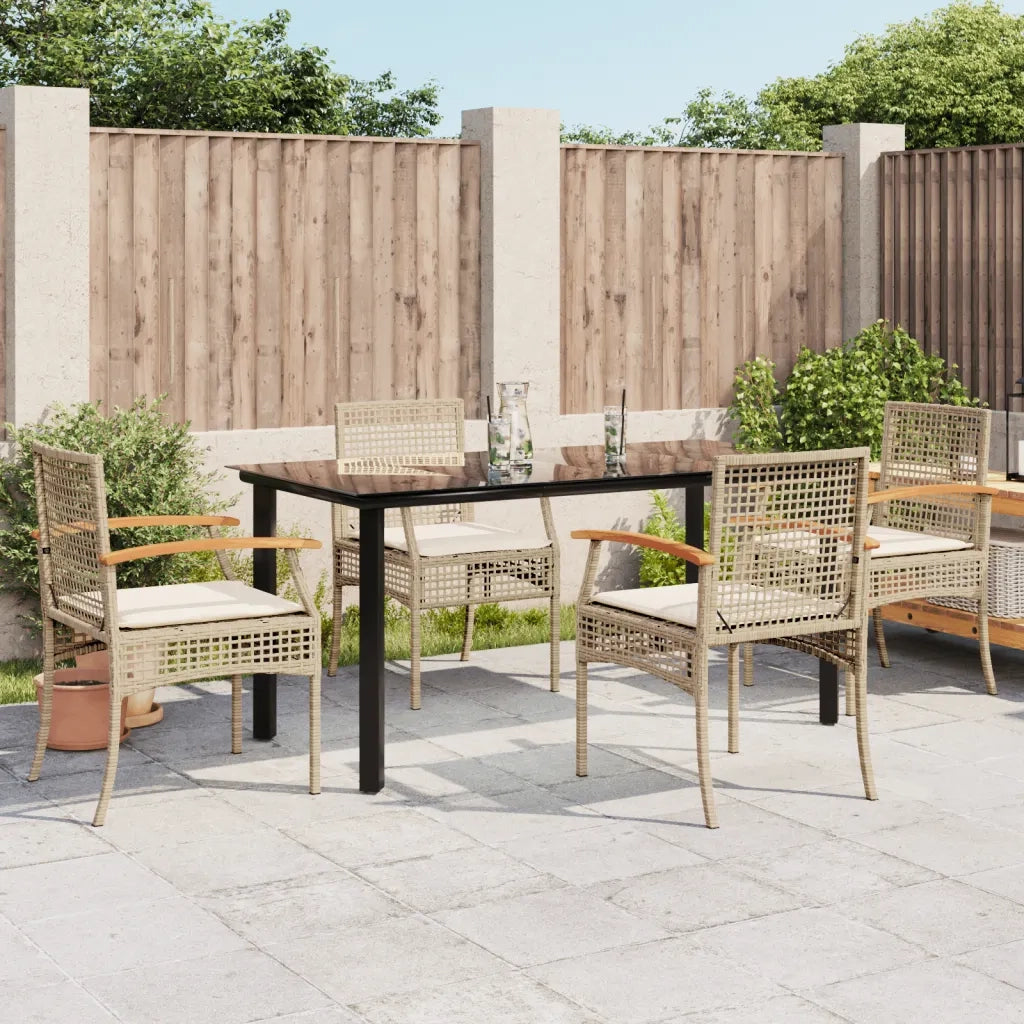 Set da Pranzo da Giardino 5 pz con Cuscini Beige in Polyrattan 3213634
