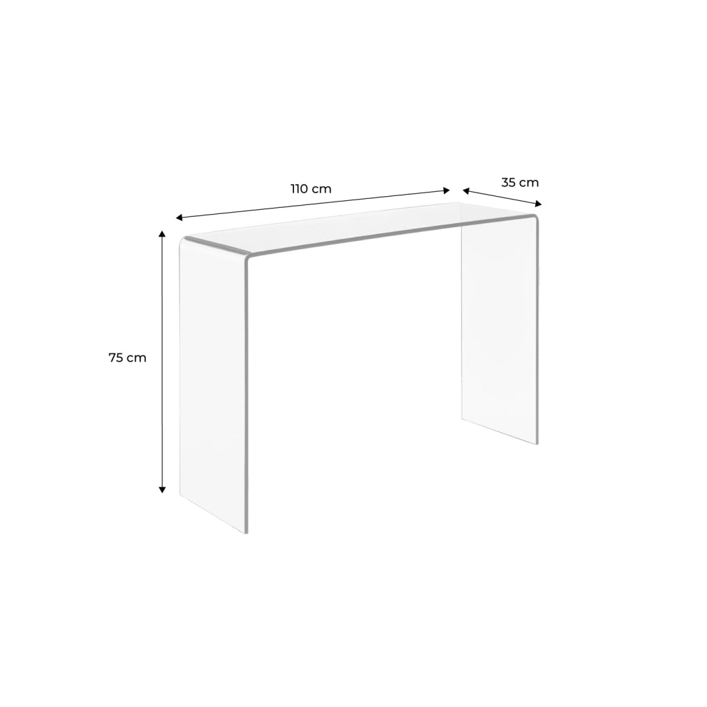Console rettangolare in cristallo temperato, 110cm, ambre