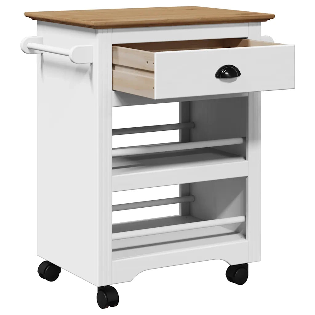 Carrello da Cucina BODO Bianco e Marrone 67,5x45x80 cm CFW9355089