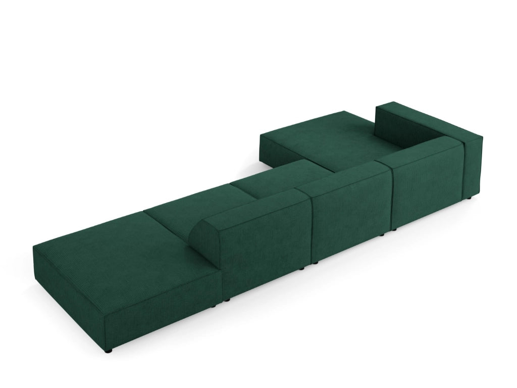 Cosmopolitan Design - Divano angolare sinistro "Arendal" 5 posti in ciniglia con effetto a coste verde bottiglia 