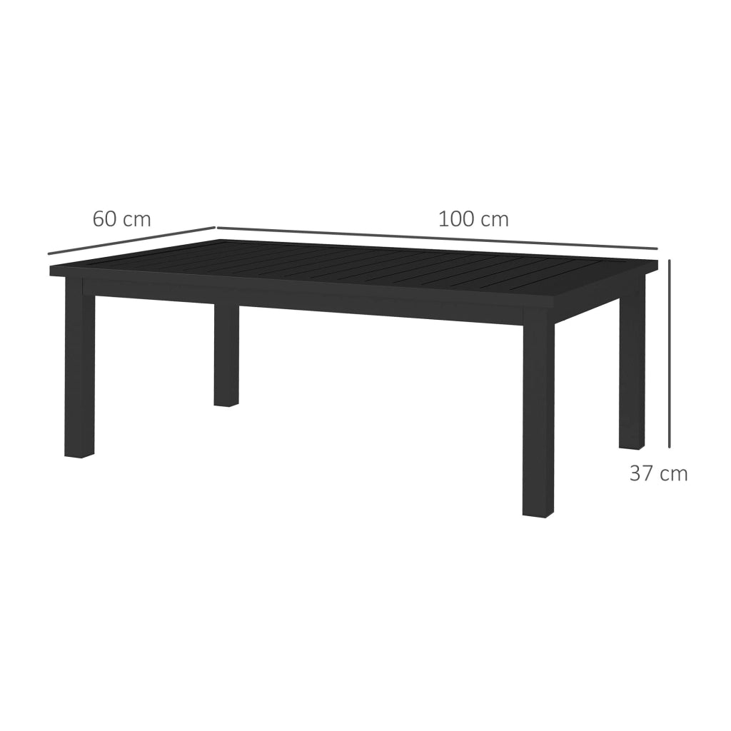 Tavolino rettangolare in alluminio per interno ed esterno ¨C zephmum ¨C nero 100x60x37 cm