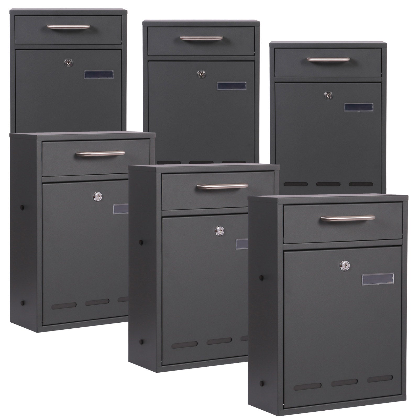 Cassetta delle lettere 2x3 V53 antracite A muro Con serratura e finestrelle