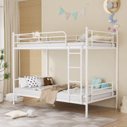 Letto a castello in metallo con scala e parapetto, 90x190 cm, bianco