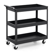 Carrello utilitario a 3 ripiani ad alta capacit¨¤-Carrello in metallo con manico ergonomico Nero