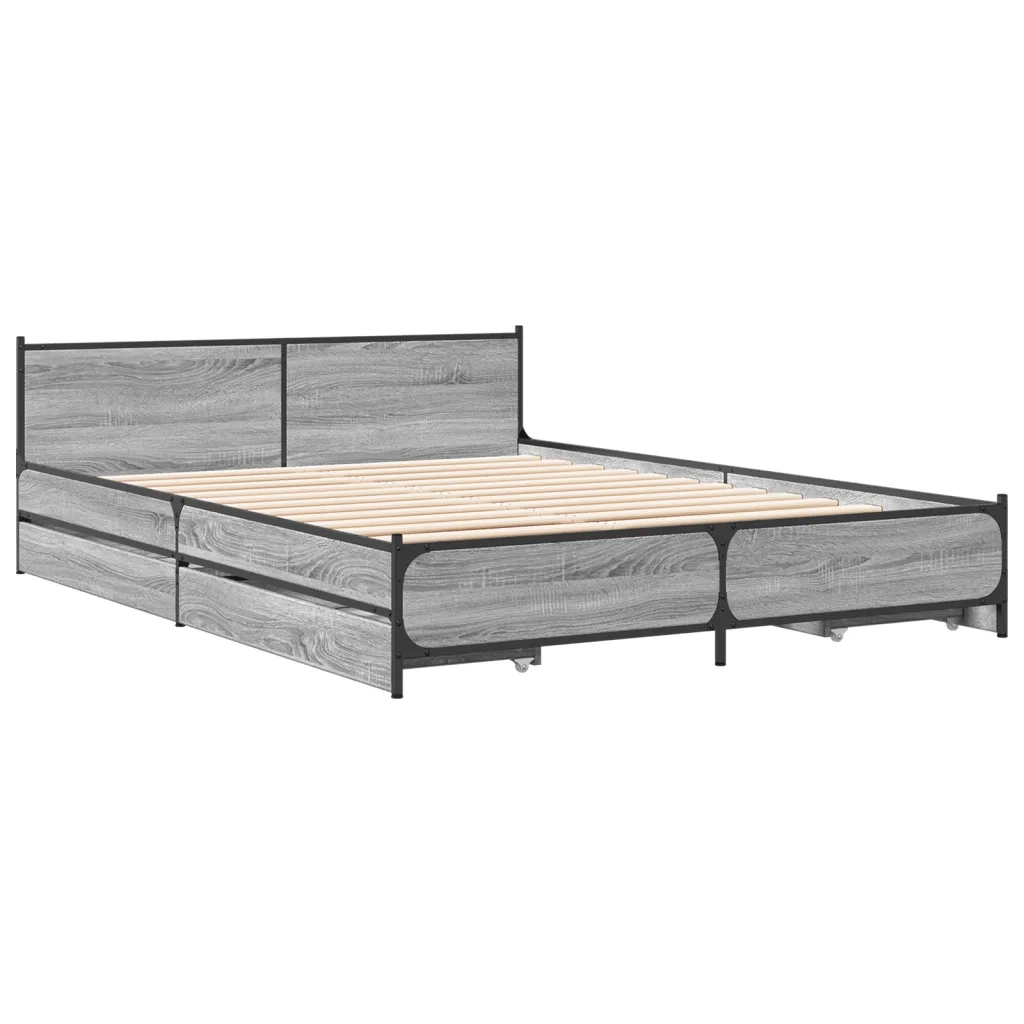 Giroletto Cassetti Grigio Sonoma 135x190 cm Legno Multistrato 3279950