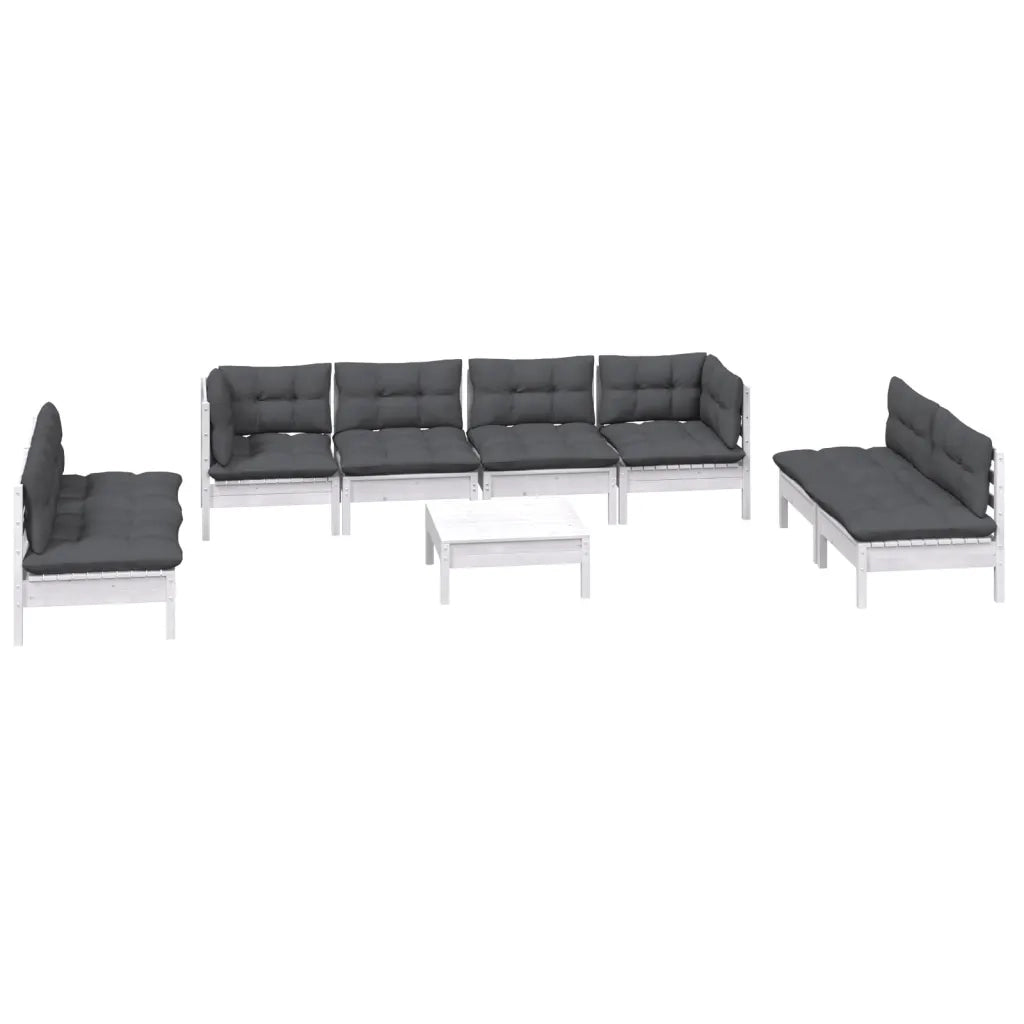 Set Salotto Giardino con Cuscini 9 pz in Legno Massello di Pino 3096239