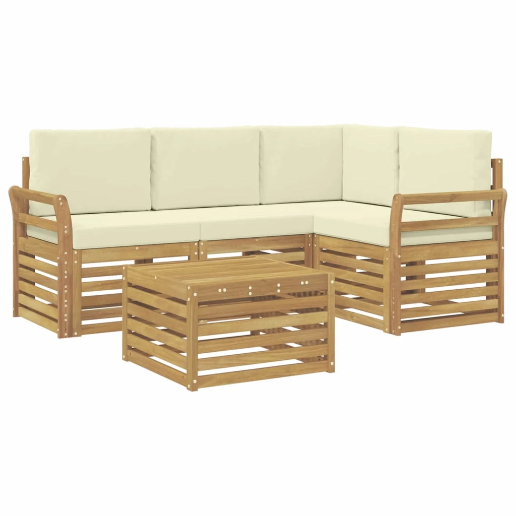 Set di divani da esterno 5 pcs Bianco e Crema 59 x 59 x 37 cm 3391795