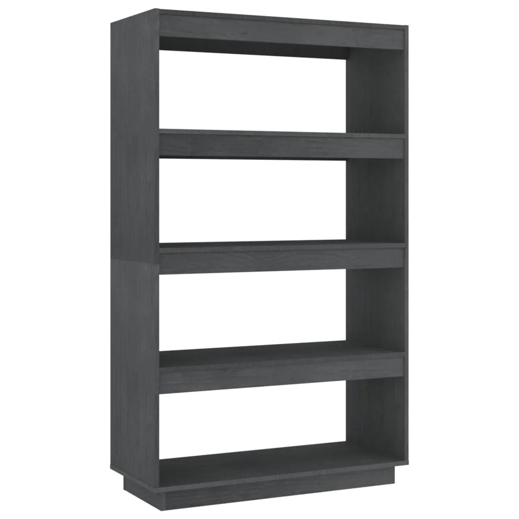 Libreria Divisorio-Scaffale per Libri-Mobile di Stoccaggio Grigio 80x35x135 cm Legno Massello di Pino