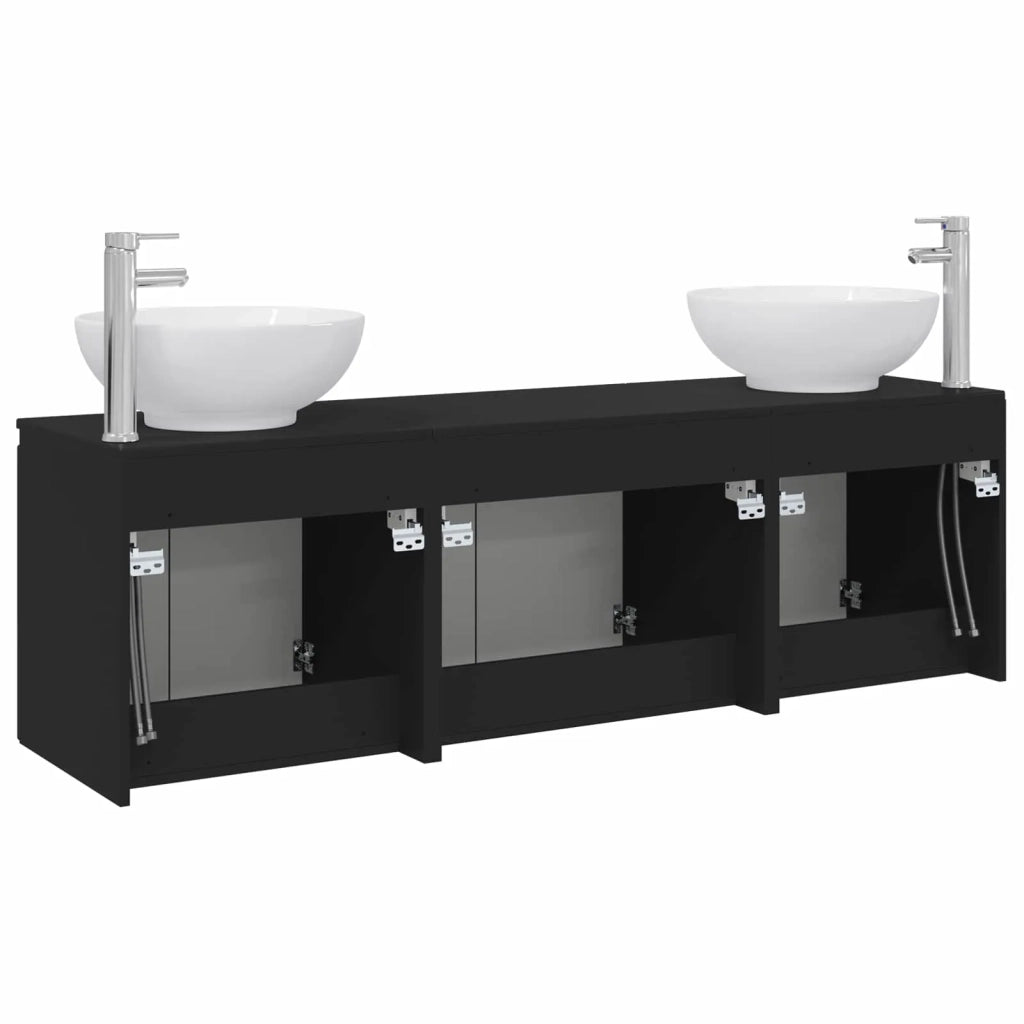 Set di Armadi da Bagno 3 pz Nero 49,5 x 44,5 x 65 cm