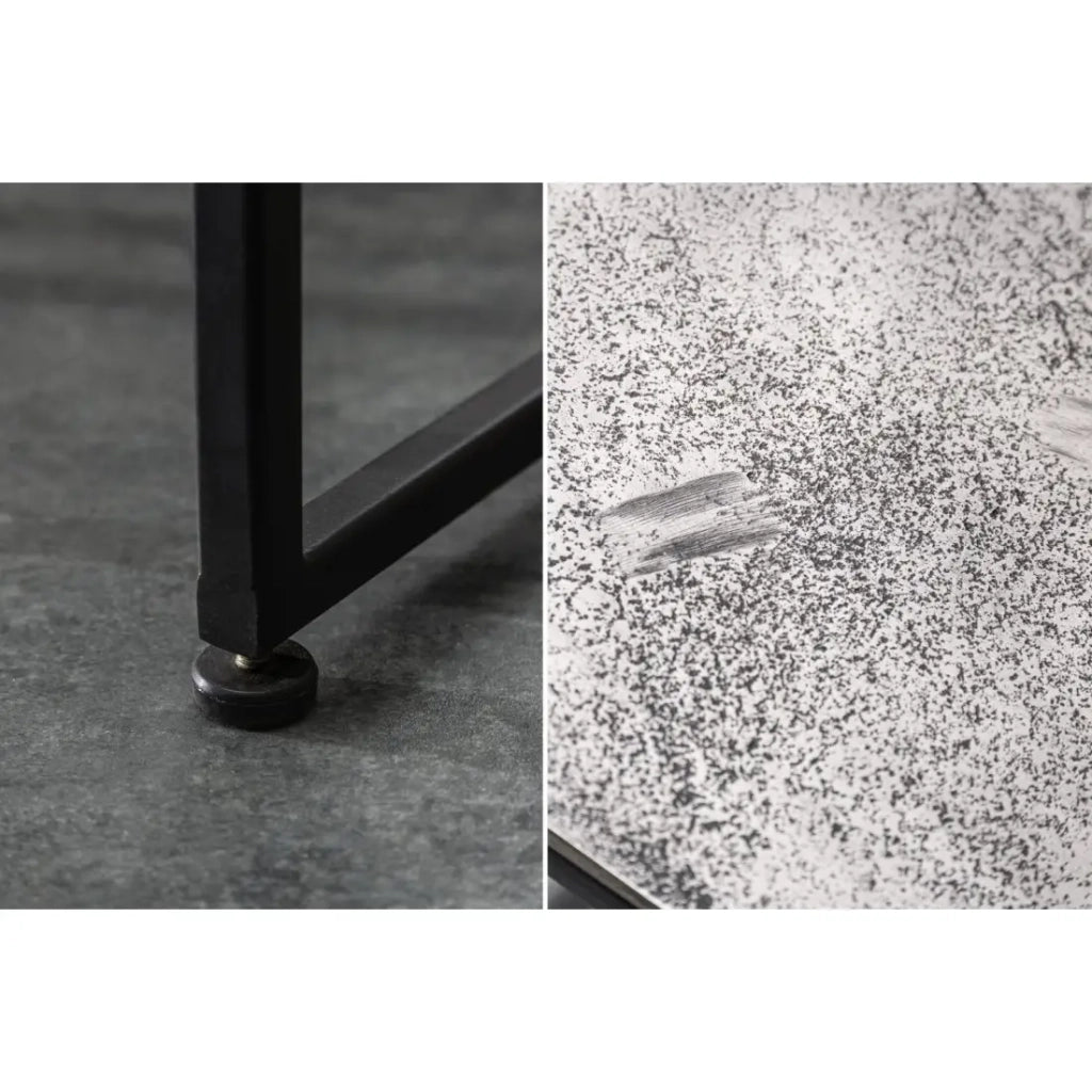 Tavolini da salotto nidificati VORTEX in alluminio grigio testurato e metallo nero - set di 2 tavoli quadrati dal design moderno