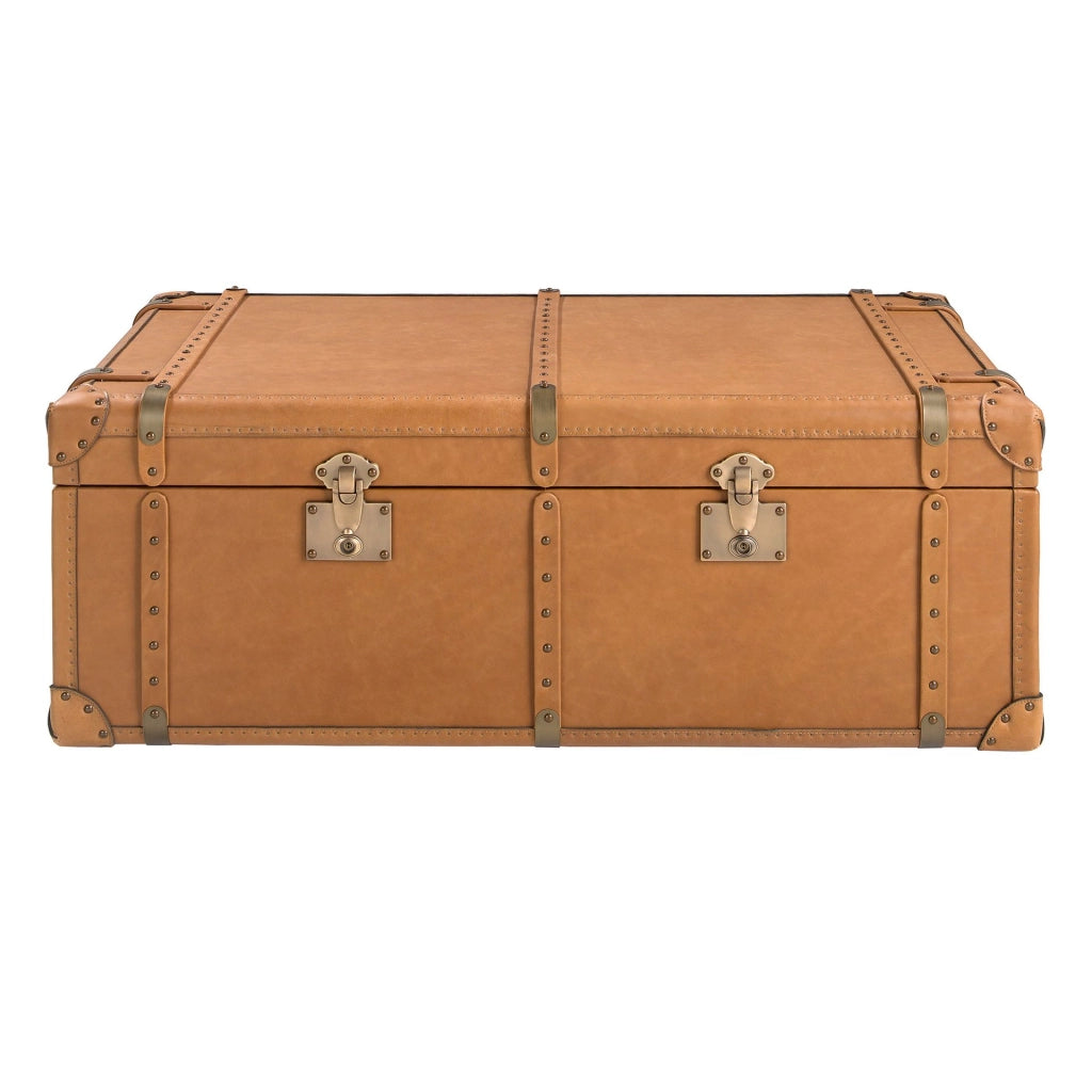 Baule in pelle marrone