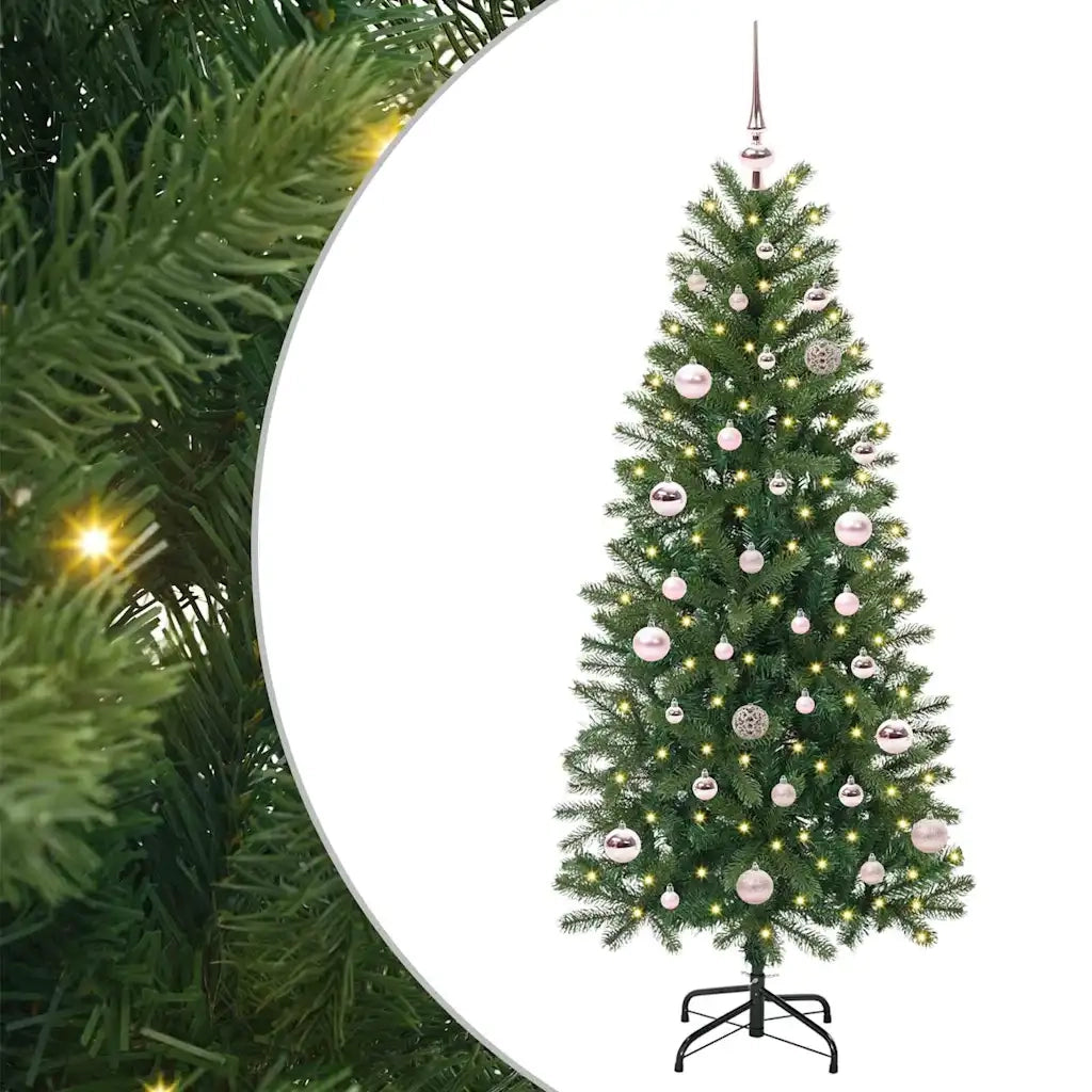 Albero di Natale | Decorazioni natalizie artificiale con 150 LED Verde 150 cm PE e PVC