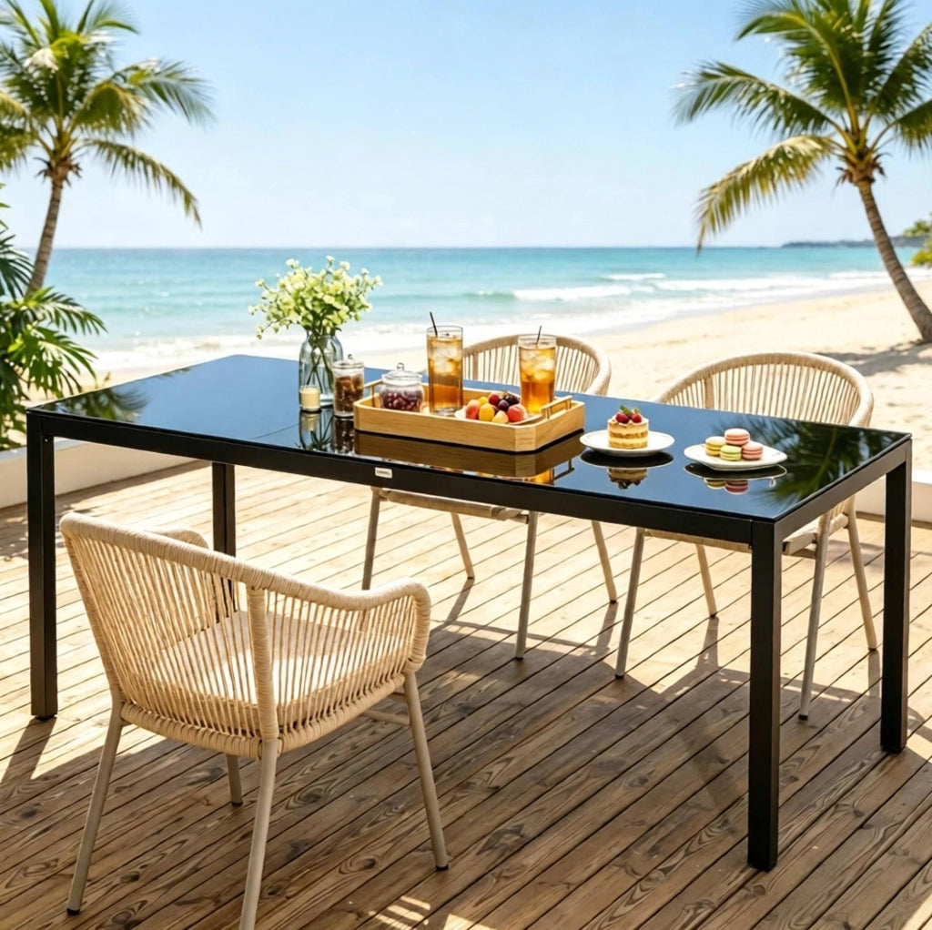 TAVOLO da pranzo da esterno 180x80x72 cm Alluminio Nero