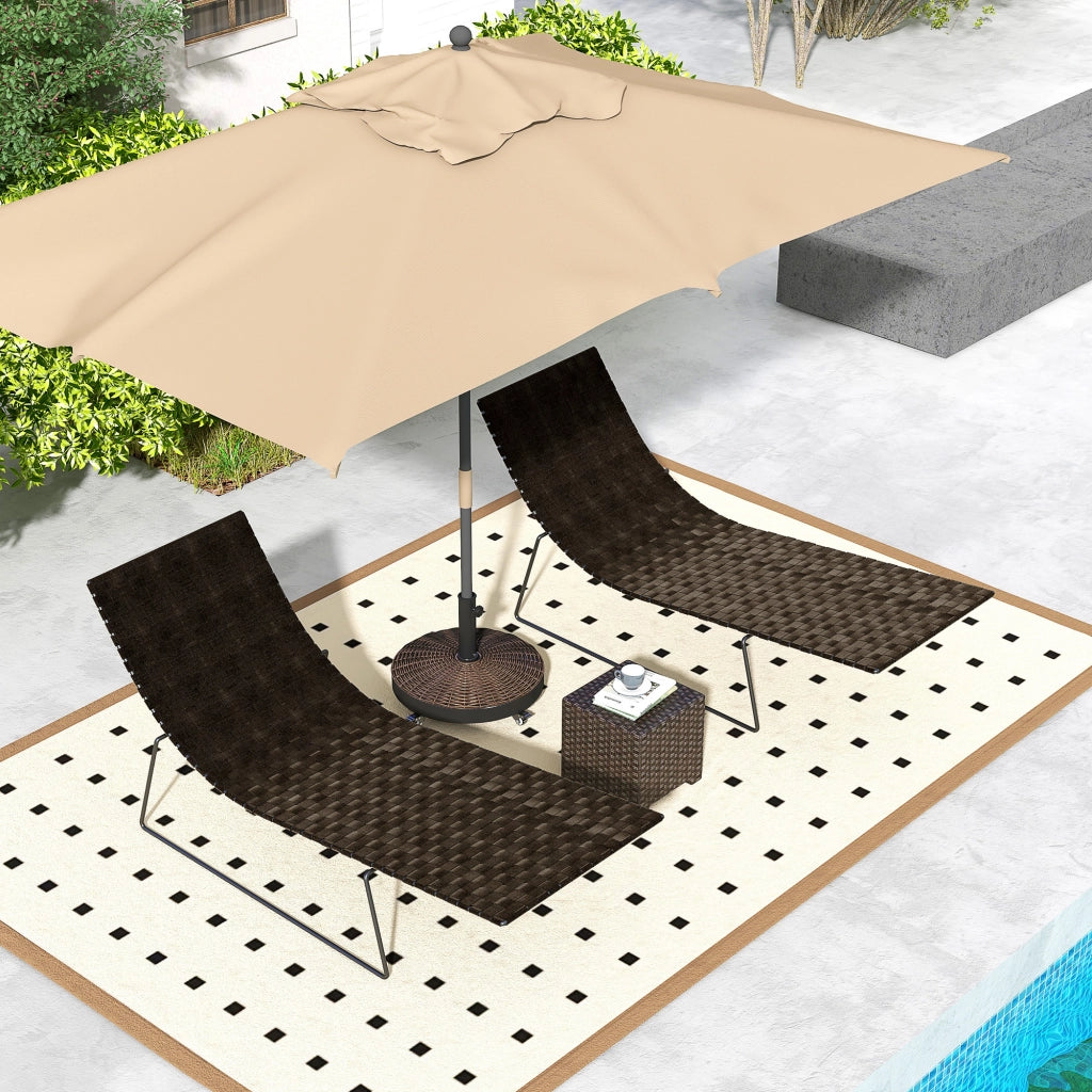 Base per Ombrellone da Giardino Rotonda a 4 Ruote con Freni, in Acciaio e Resina, ?52x41 cm, Bronzo e Nero