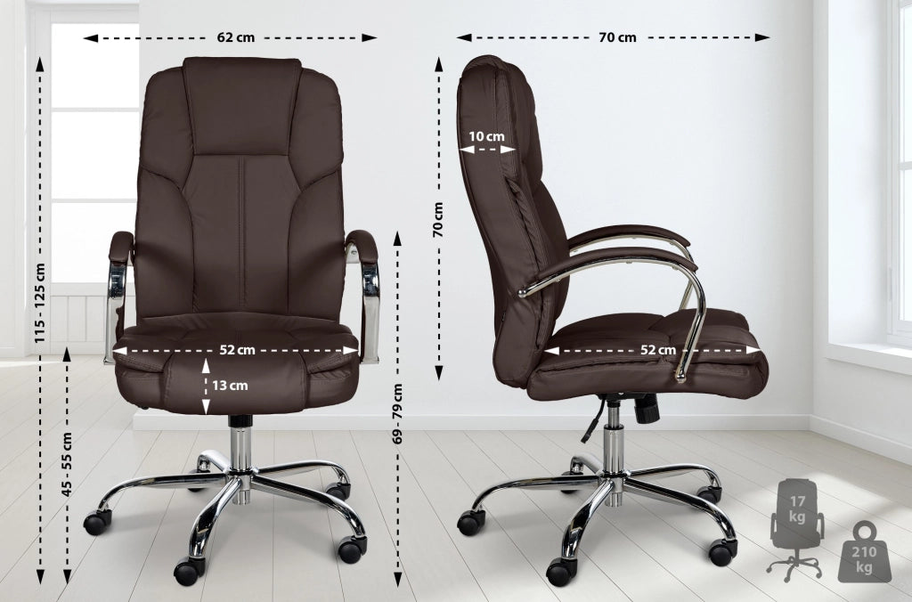 Poltrona ufficio XXL Xanthos in similpelle marrone