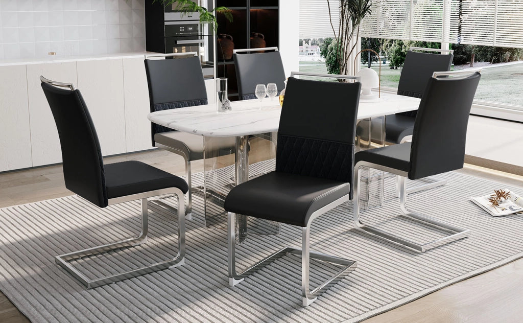 Sedia da pranzo moderna ergonomica, nera, struttura in metallo
