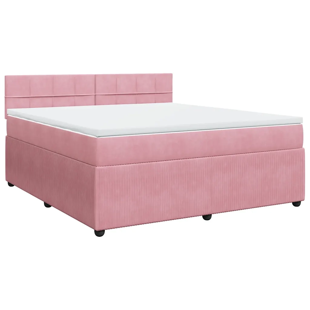 Giroletto a Molle con Materasso Rosa 180x200 cm in Velluto