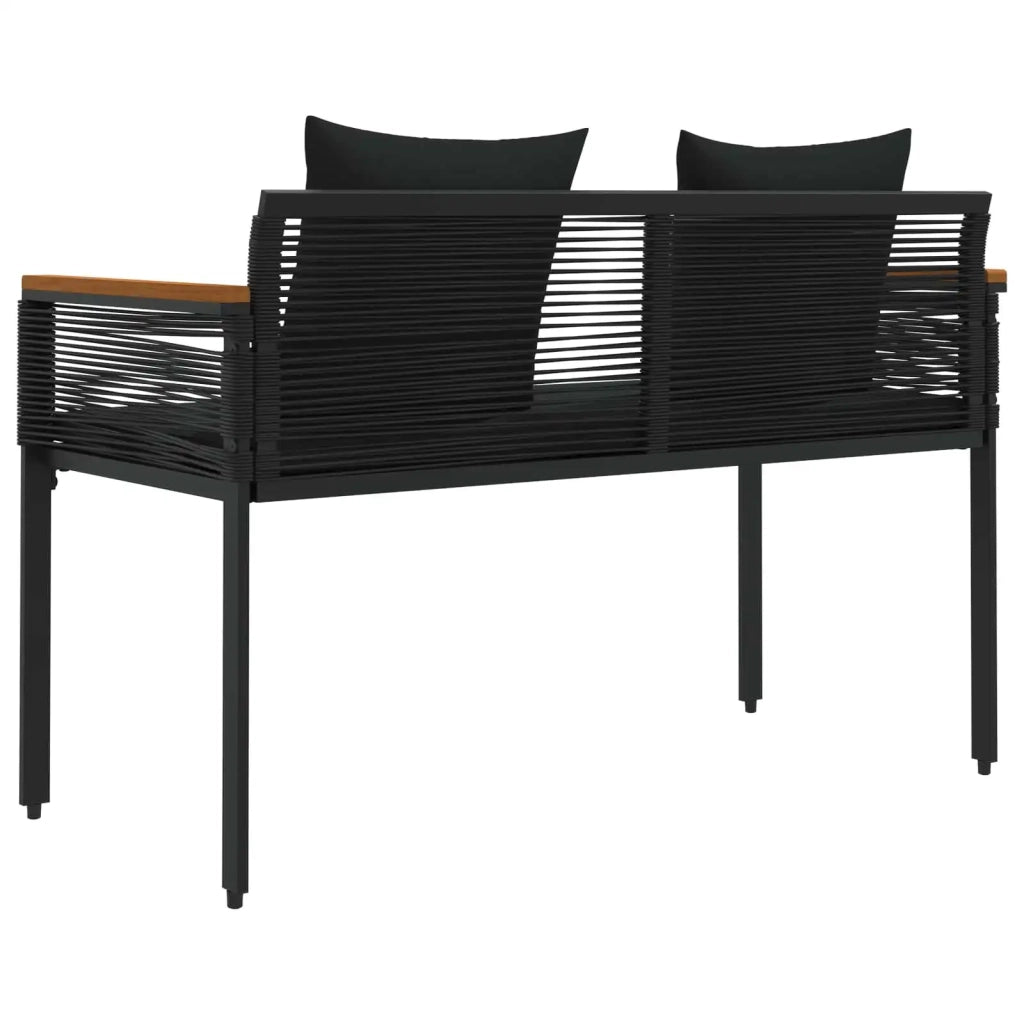 Panchina da esterno Nero 117 x 54 x 74.5 cm polyrattan 42025237