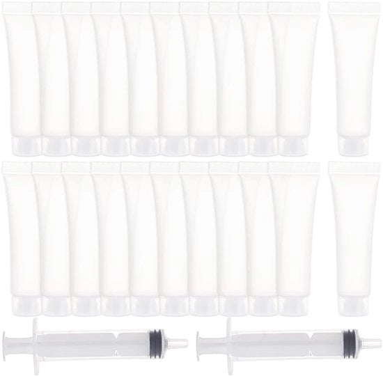 Contenitori Cosmetici 30pz - Tubi Vuoti e Imbevibili - Imballaggio in Plastica Translucida - Mini Flaconi - DIY Lip Gloss/Lotion Corpo - 15ml Capacità - Tubi da Viaggio