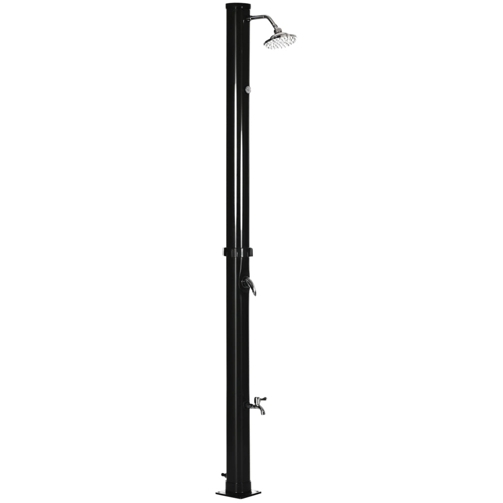 Doccia Solare da 20L con Rubinetto Inferiore e Temperatura Regolabile, in Lega di Zinco, 15.5x15.5x222 cm, Nero